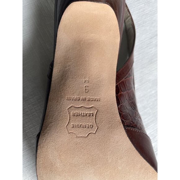 Talbots Womens Luca Brown Leather Slingback Heels 9M Made In Spain - Picture 5 of 11